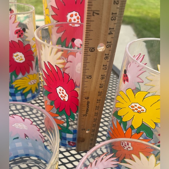 Vintage Signed 1993 AMC Acrylic Floral Pitcher/8 Two Sizes Tumblers Set READ - Picture 7 of 11